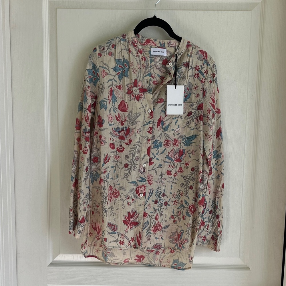 Laurence Bras Beige Floral Long Sleeve Shirt